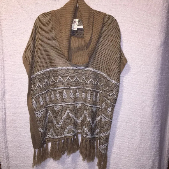 Faded Glory Cowl Neck Sweater Poncho size M 8-10 - Picture 1 of 4